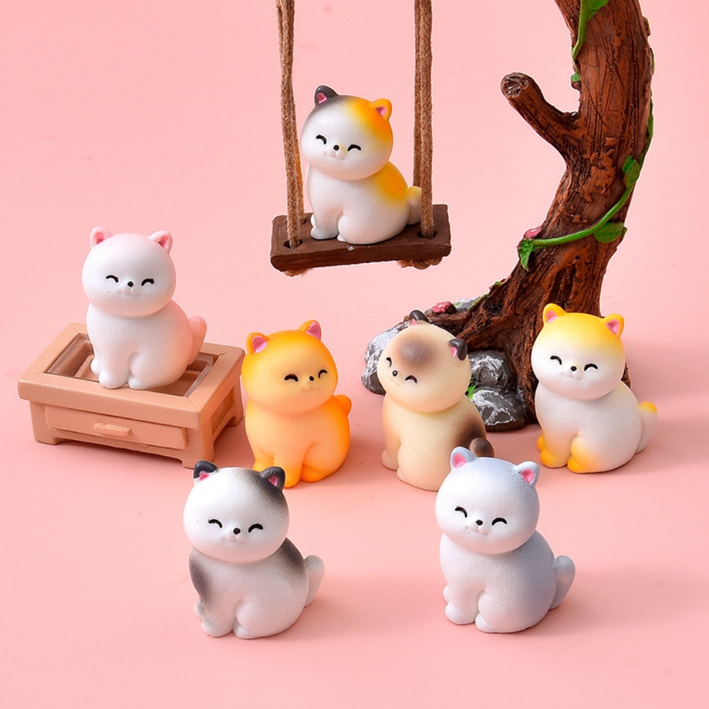 Bonsai Garden Miniature - 8pc Cute Smile Cat Small Animal