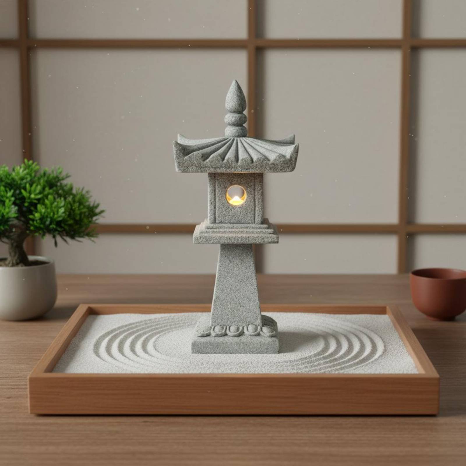 Miniature Stone Lantern Antiqu - Bonsai Garden Miniature 评论和价格