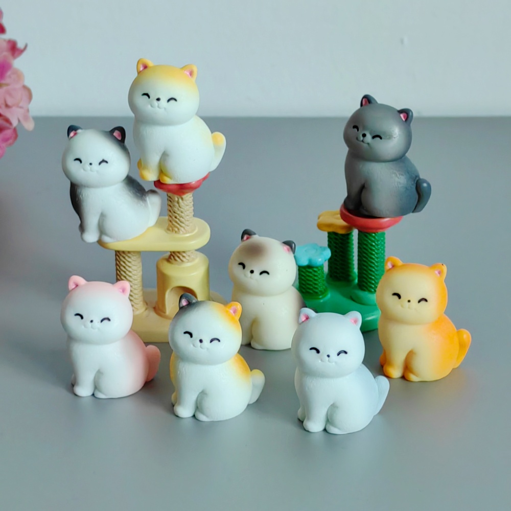 8pc Cute Smile Cat Small Anima - Bonsai Garden Miniature 评论和价格