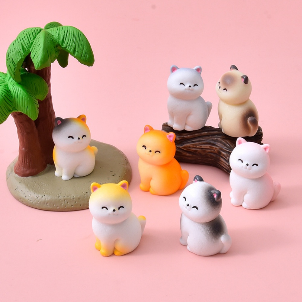 8pc Cute Smile Cat Small Anima - Bonsai Garden Miniature 评论和价格