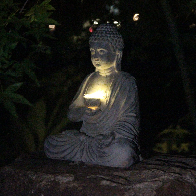 Resin Solar Buddha Statue Scul - Bonsai Garden Zen 评论和价格