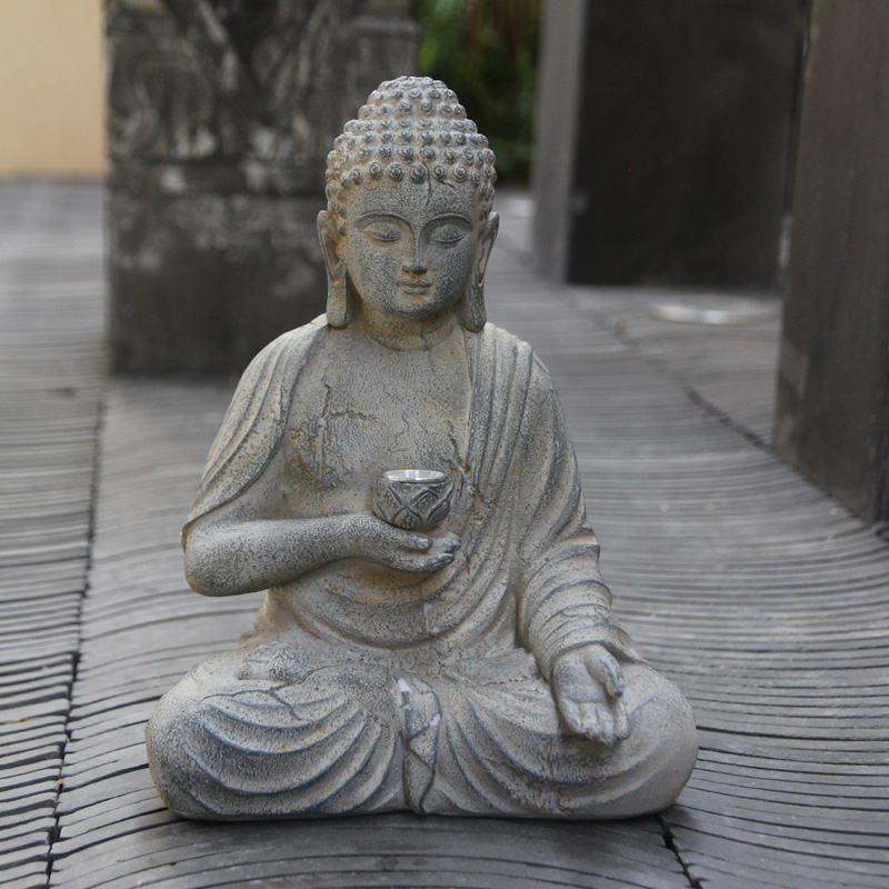 Resin Solar Buddha Statue Scul - Bonsai Garden Zen 评论和价格