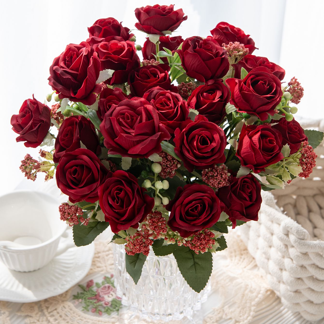 Artificial Flower Silk Rose Fe - Bonsai Garden Gift 评论和价格