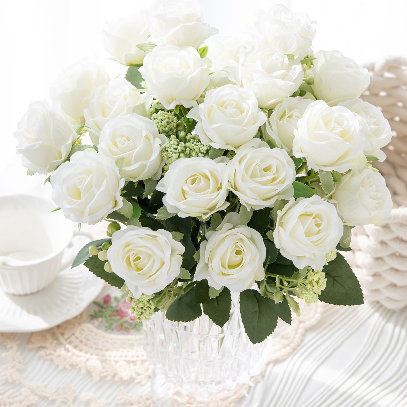 Artificial Flower Silk Rose Fe - Bonsai Garden Gift 评论和价格