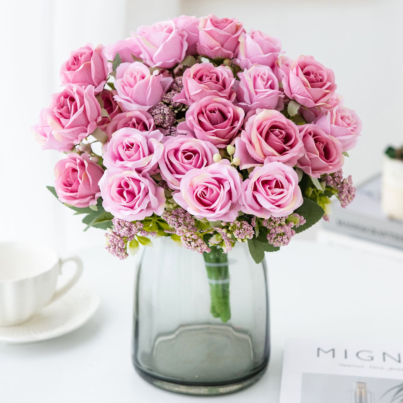 Artificial Flower Silk Rose Fe - Bonsai Garden Gift 评论和价格