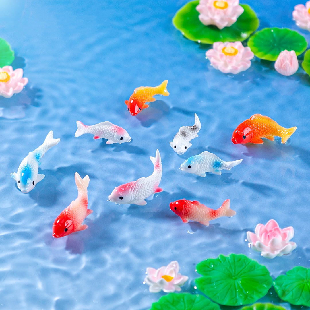 10PCS Mini Koi Fish Resin Gold - Bonsai Gardenia 评论和价格