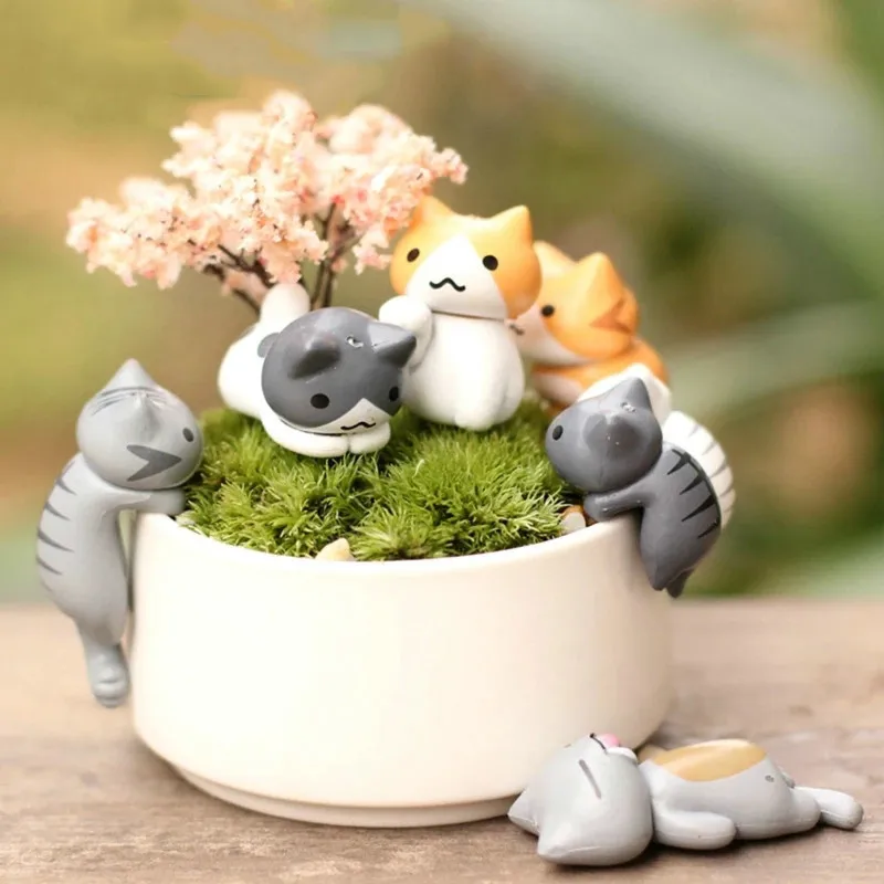 6 Pcs/Set Cartoon Lucky Cat  H - Bonsai Garden Miniature 评论和价格